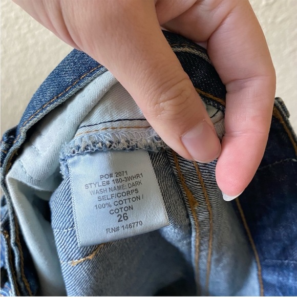 RE/DONE Originals High Rise Rigid Crop in Dark Wash jeans raw hem size 26 - Picture 7 of 7